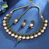 Sukkhi Dainty  Gold Plated Kundan Green Necklace Set for Women