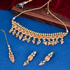 Sukkhi Traditional Gold Plated CZ & Pearl Orange Necklace Set for Women