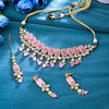 Sukkhi Glamorous Gold Plated CZ & Pearl Pink Necklace Set for Women