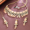 Sukkhi Lovely  Gold Plated CZ & Pearl Peach Necklace Set for Women