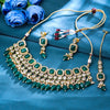 Sukkhi Sightly  Gold Plated CZ & Pearl Green Necklace Set for Women