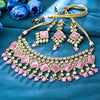 Sukkhi Stunning  Gold Plated CZ & Pearl Pink Necklace Set for Women