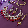 Sukkhi Sublime  Gold Plated CZ & Kundan & Pearl Maroon Necklace Set for Women