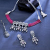 Sukkhi Elfin  Rhodium Plated CZ Silver Necklace Set for Women