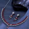 Sukkhi Enchanting  Rhodium Plated CZ Pink Necklace Set for Women