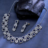 Sukkhi Entrancing  Rhodium Plated CZ Navy Blue Necklace Set for Women