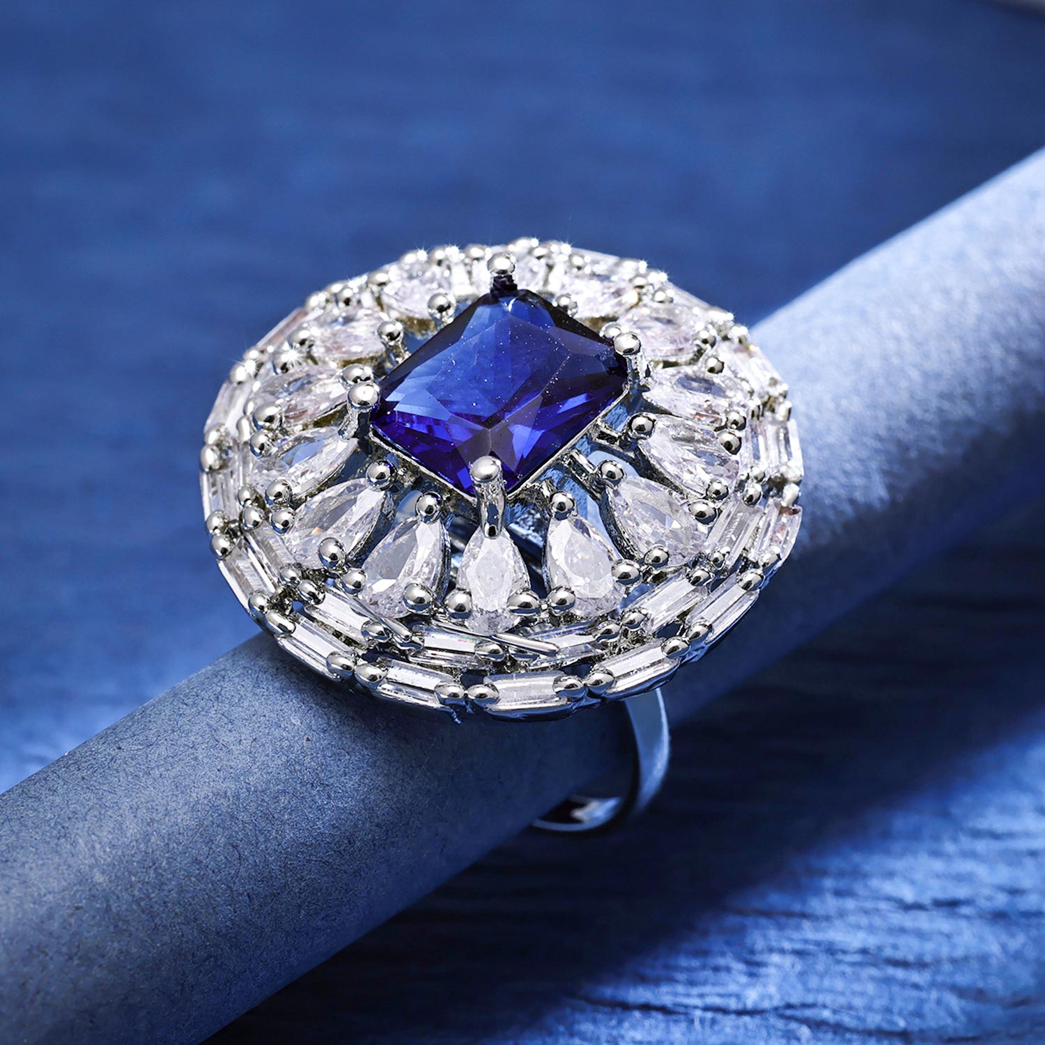Sukkhi Cute  Rhodium Plated CZ Silver Ring for Women