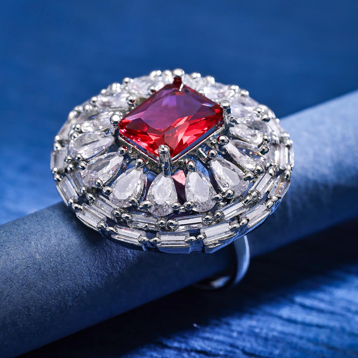 Sukkhi Good  Rhodium Plated CZ Silver Ring for Women