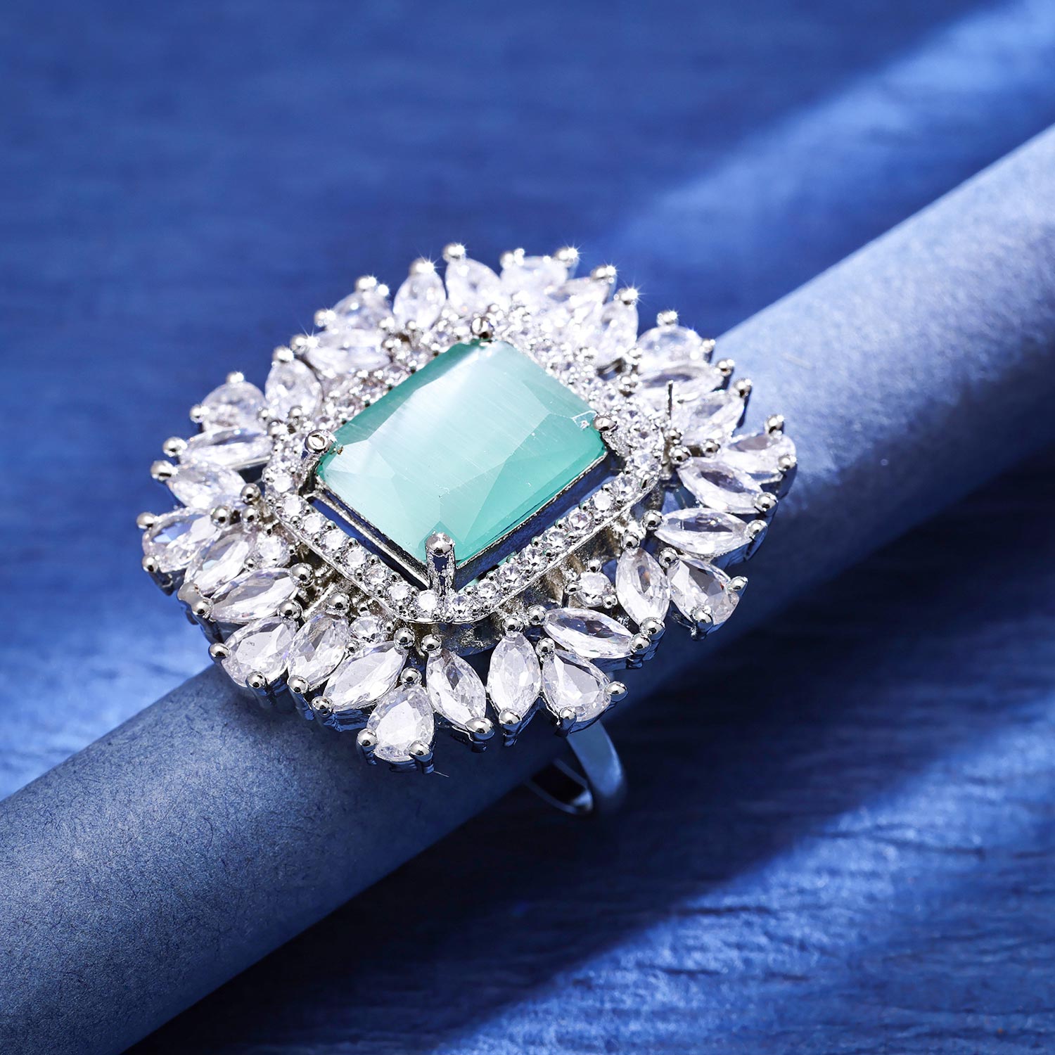 Sukkhi Handsome  Rhodium Plated CZ Silver Ring for Women