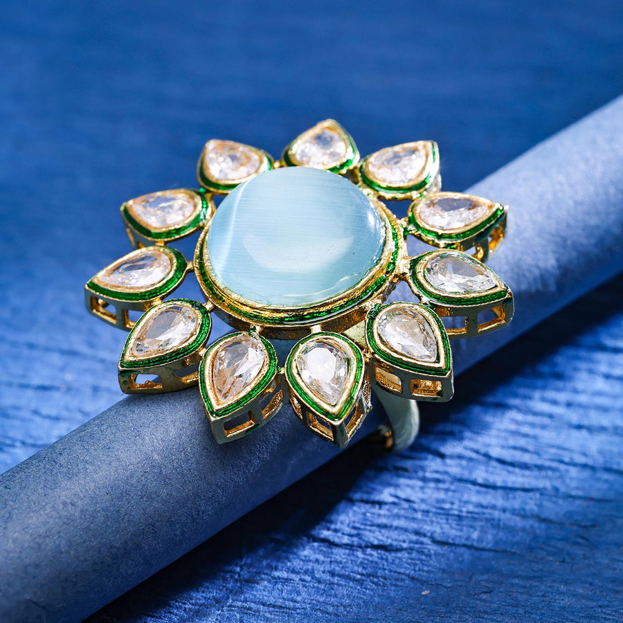 Sukkhi Elegant  Gold Plated Kundan Golden Ring for Women