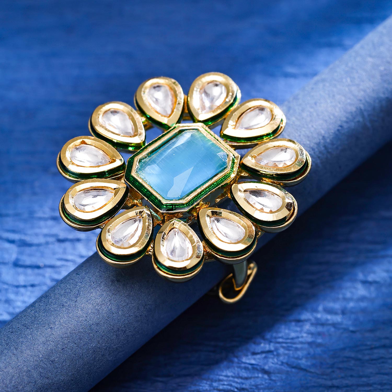 Elegant And Antique Polki Kundan Rings Online From I Jewels | Gold Plated  Ring