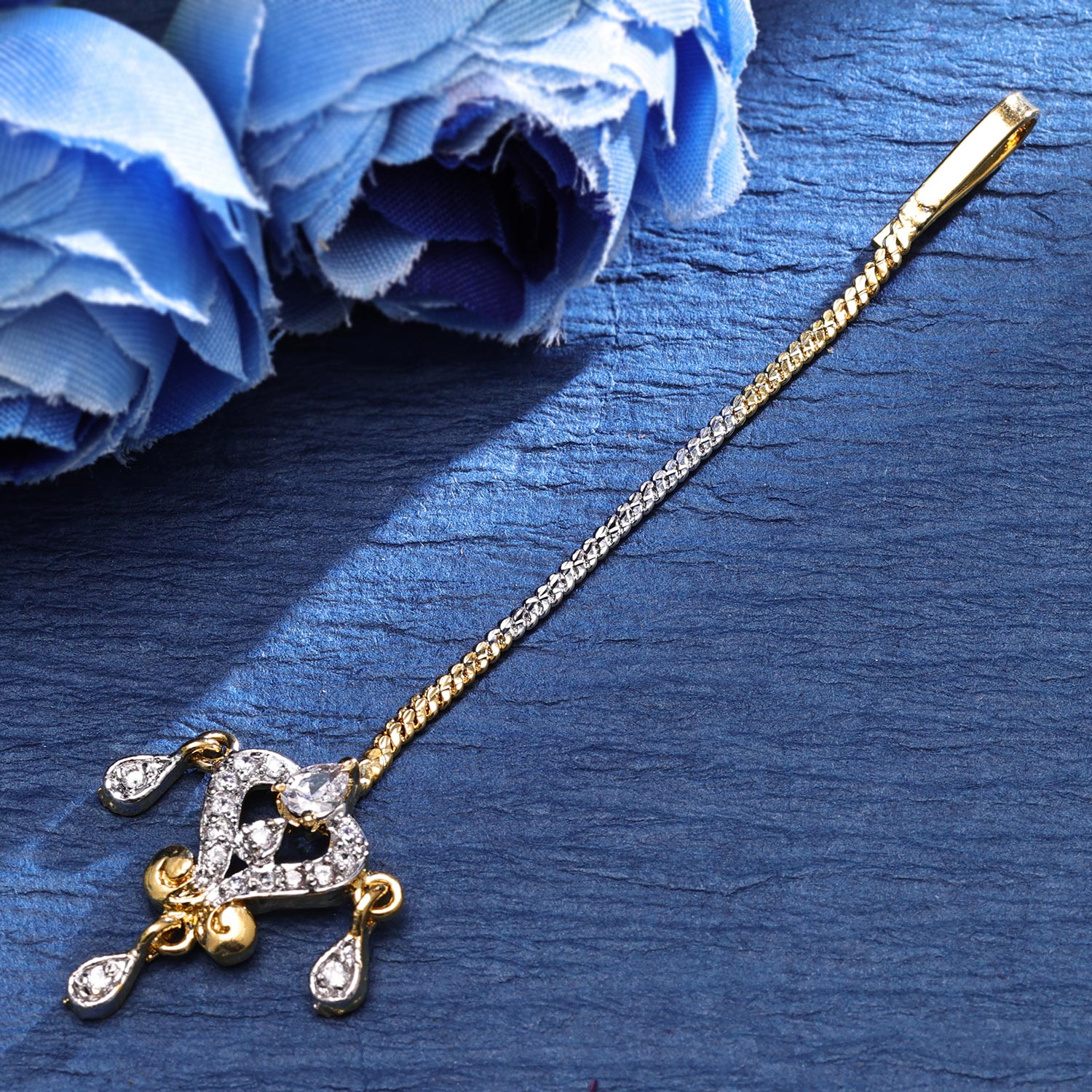 Sukkhi Nubile  Gold Plated CZ Golden Maangtikka for Women