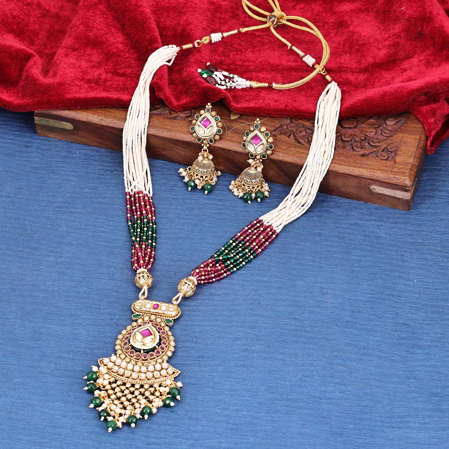 Sukkhi Mesmerizing  Gold Plated Kundan & Pearl Multi Necklace Set for Women