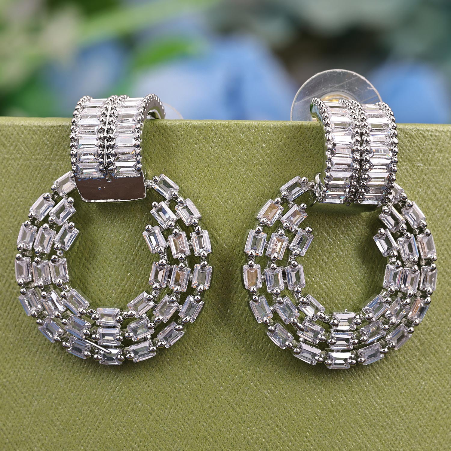 Sukkhi Pleasant  Rhodium Plated CZ Silver Earring for Women