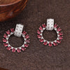 Sukkhi Captivating  Rhodium Plated CZ Red Earring for Women
