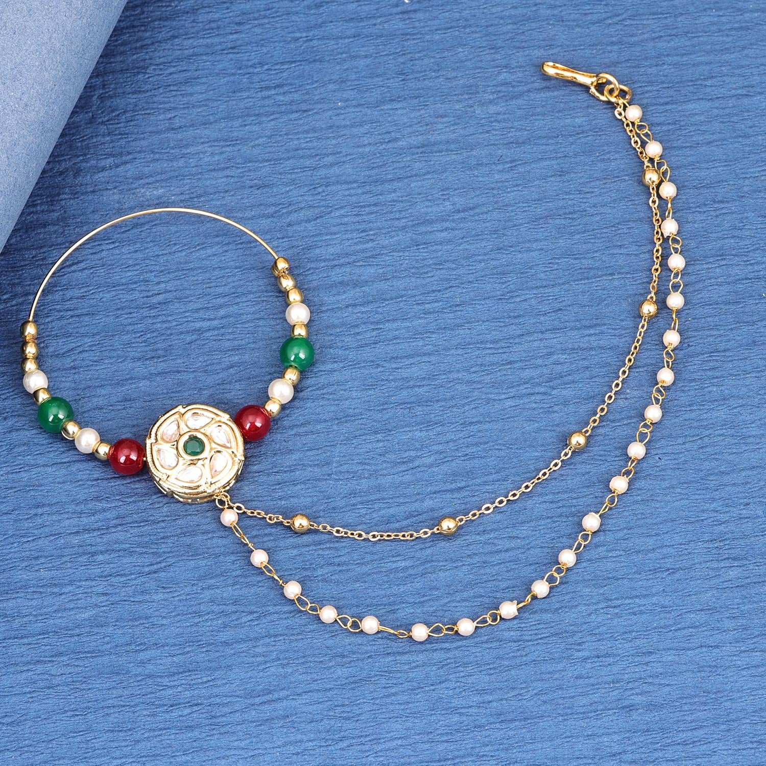 Sukkhi Good-Looking  Gold Plated Kundan & Pearl Golden Nath for Women