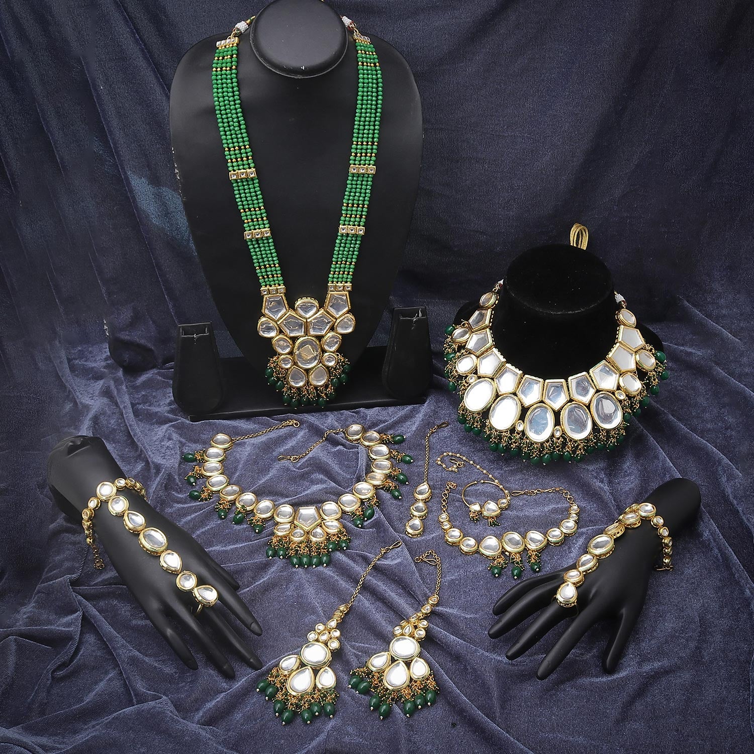 Sukkhi Nubile Gold Plated Kundan Pearl Green Dulhan Set for