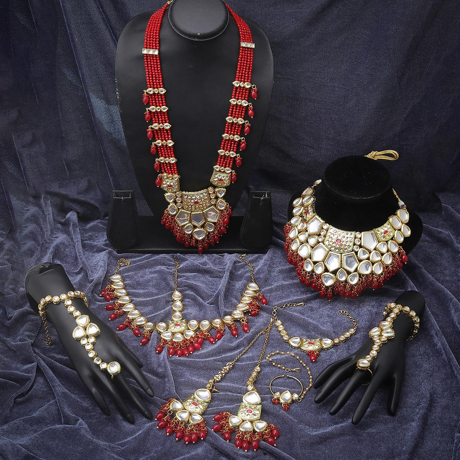 Sukkhi Absorbing  Gold Plated Kundan & Pearl Maroon Dulhan Set for Women