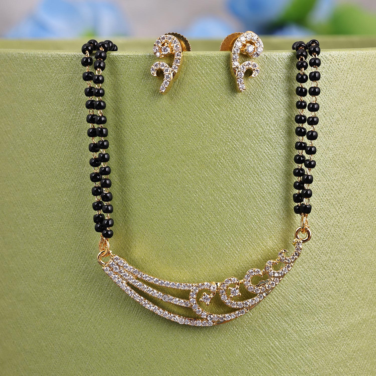 Sukkhi Charismatic  Gold Plated CZ Golden Mangalsutra Set for Women