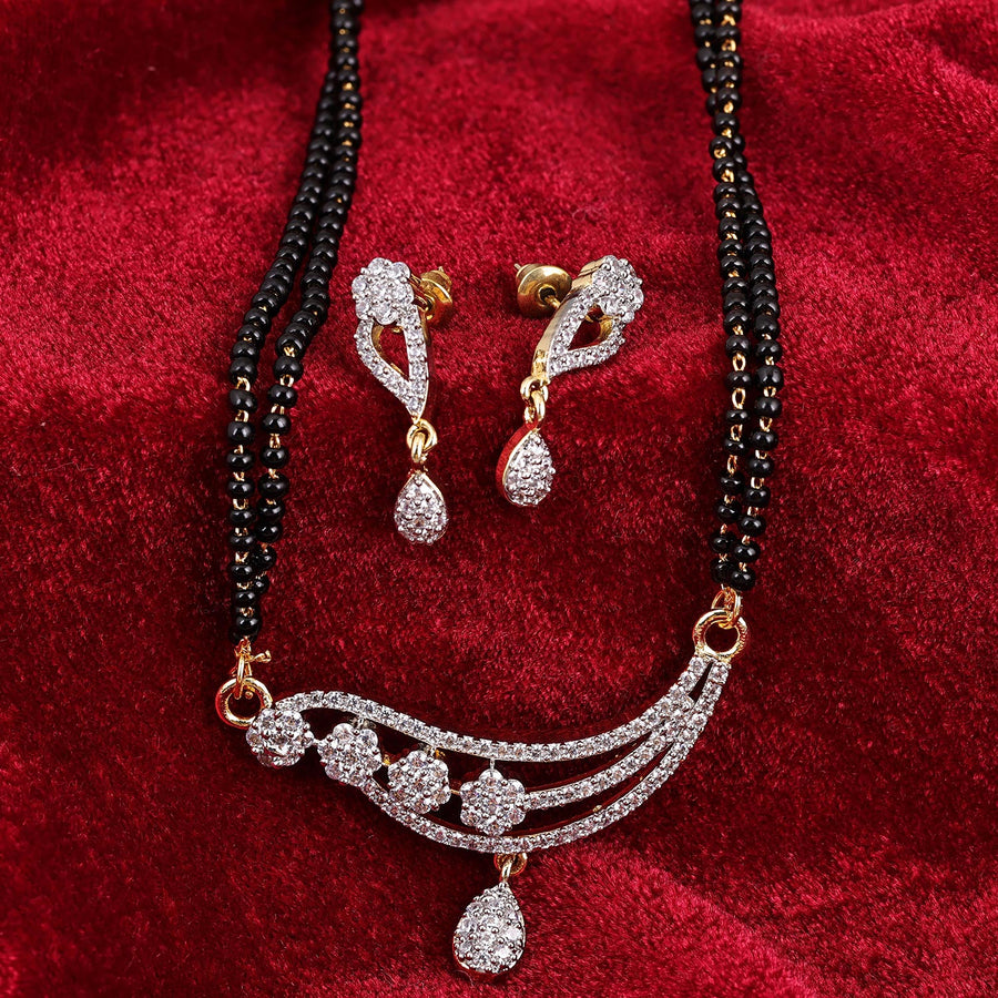 Sukkhi Entrancing  Gold Plated CZ Golden Mangalsutra Set for Women