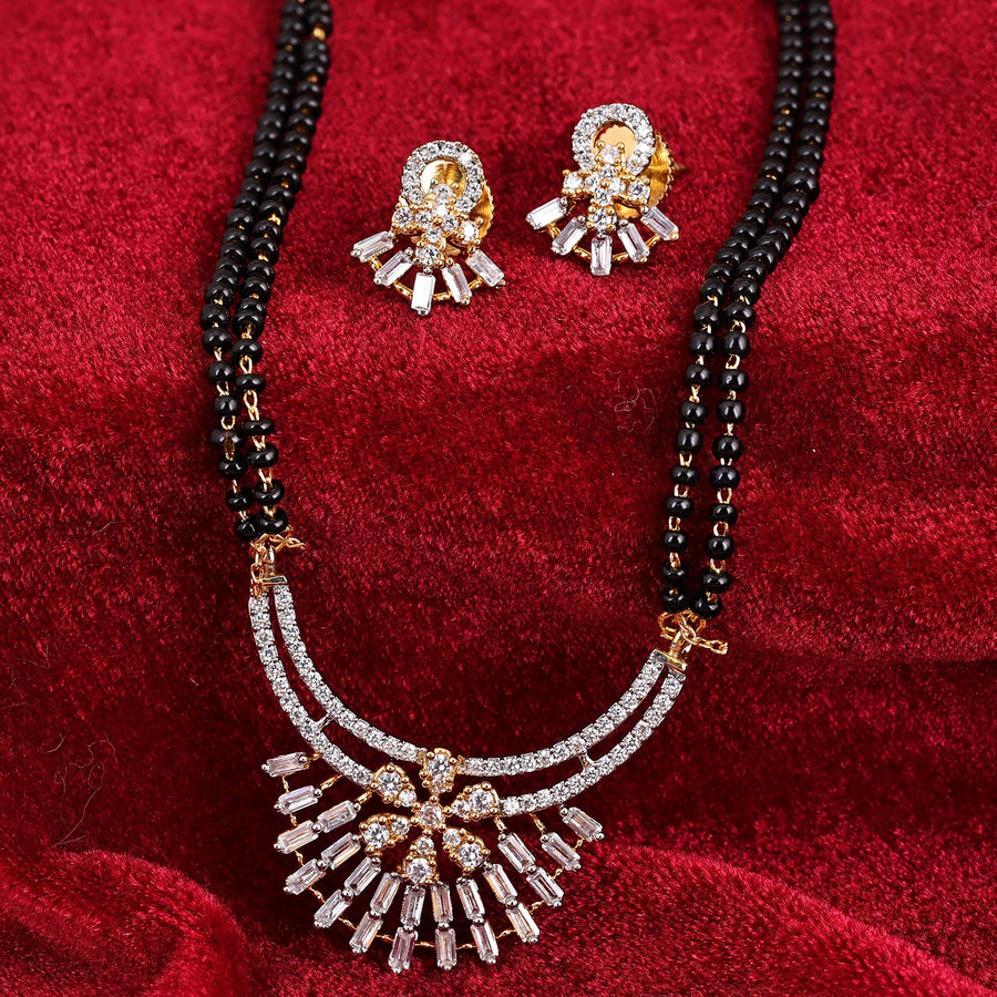 Sukkhi Fair  Gold Plated CZ Golden Mangalsutra Set for Women