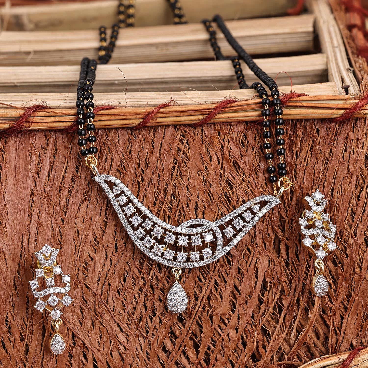 Sukkhi Lovely  Gold Plated CZ Golden Mangalsutra Set for Women