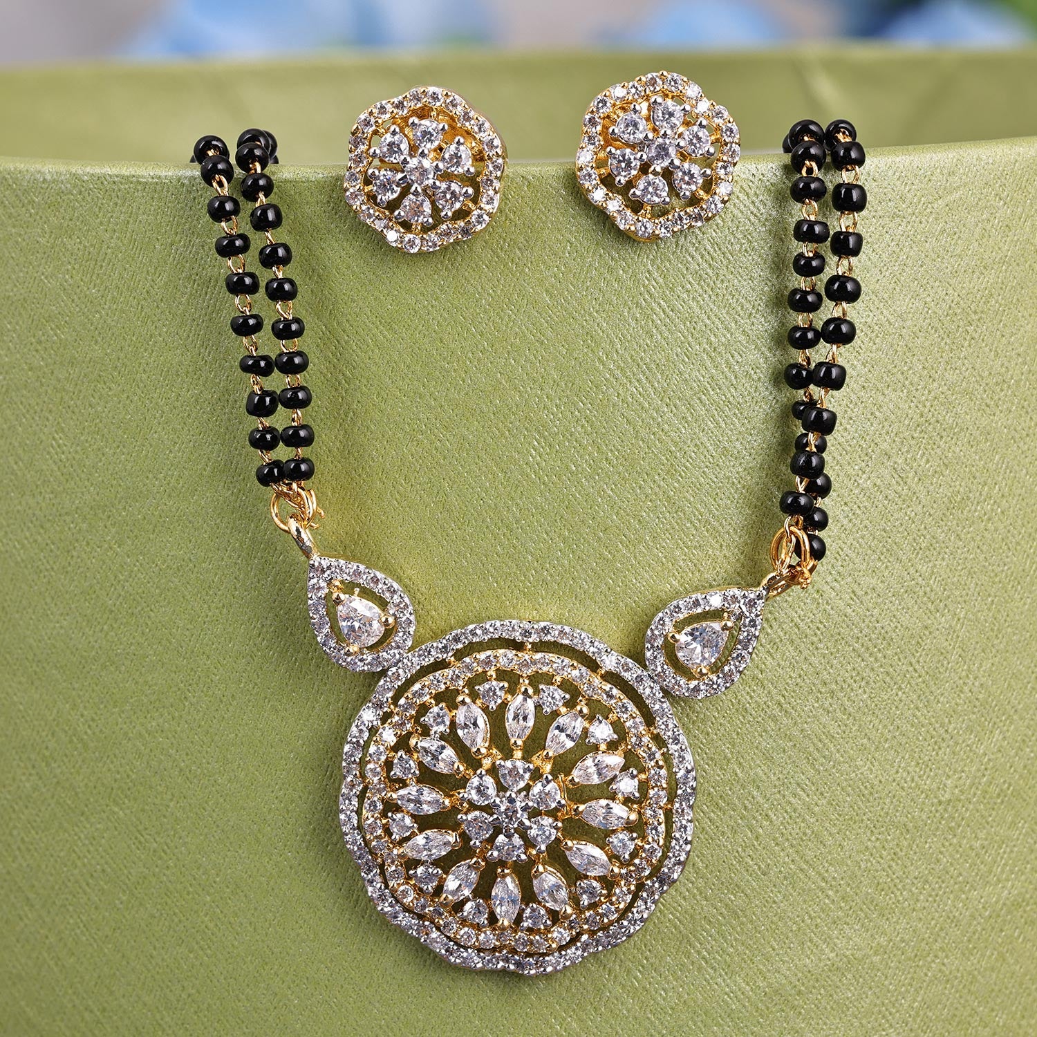 Sukkhi Pretty  Gold Plated CZ Golden Mangalsutra Set for Women