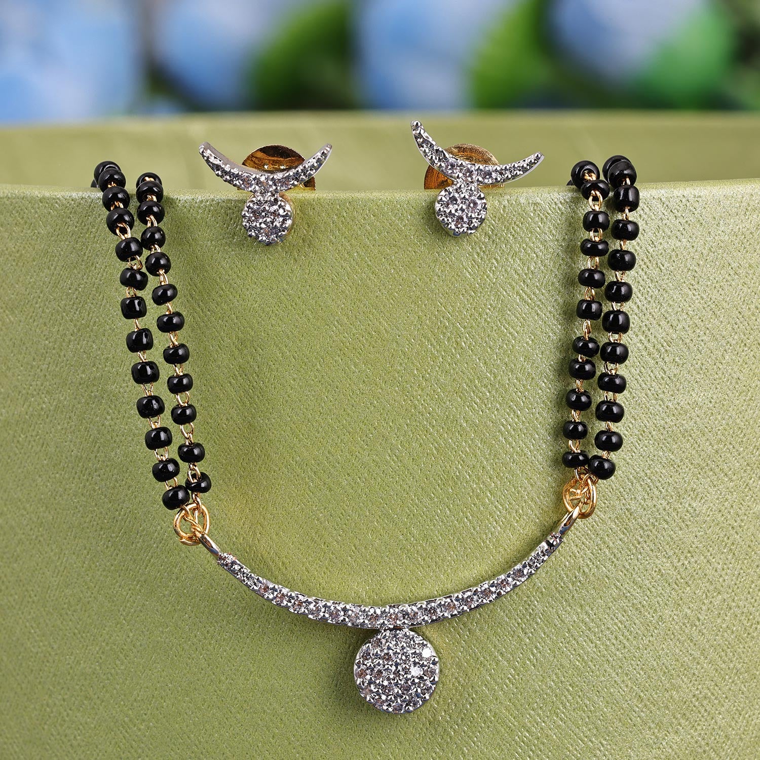 Sukkhi Seemly  Gold Plated CZ Golden Mangalsutra Set for Women