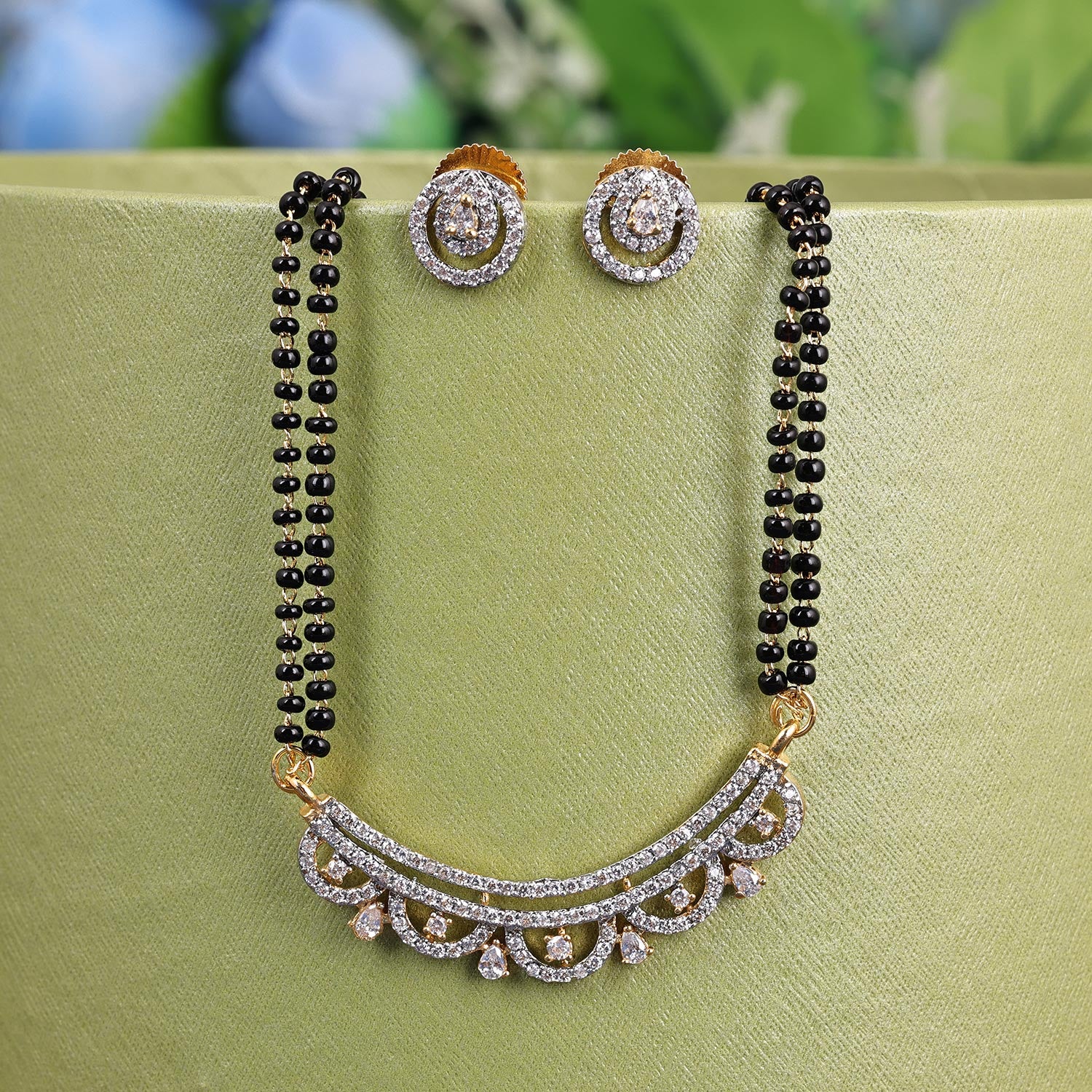 Sukkhi Sightly  Gold Plated CZ Golden Mangalsutra Set for Women