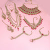 Sukkhi arresting  Pink Kundan & Pearl Gold Plated Long Dulhan Set for Women