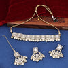 Sukkhi glorious  Golden Kundan & Pearl Gold Plated Choker Necklace Set for Women