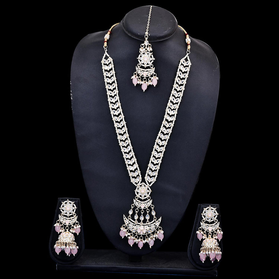Sukkhi flawless  Baby Pink Kundan & Pearl Gold Plated Choker Necklace Set for Women