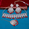 Sukkhi pulchritudinous  Red Mirror & Pearl Gold Plated Choker Necklace Set for Women