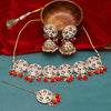 Sukkhi decent  Red Mirror & Pearl Gold Plated Choker Necklace Set for Women