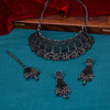 Sukkhi nubile  Black Pearl Rhodium Plated Choker Necklace Set for Women