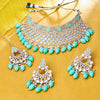 Sukkhi Delightful Gold Plated Kundan & Pearl Green Necklace Set for Women
