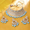 Sukkhi Lovely Gold Plated Kundan & Pearl Blue Necklace Set for Women