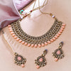 Sukkhi Ethnic Gold Plated Reverse AD & Pearl Peach Necklace Set for Women