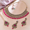 Sukkhi Dazzling Gold Plated Reverse AD & Pearl Pink Necklace Set for Women