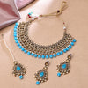 Sukkhi Glorious Gold Plated Reverse AD & Pearl Blue Necklace Set for Women