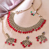 Sukkhi Skparkling Gold Plated Reverse AD & Pearl Red Necklace Set for Women
