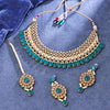 Sukkhi Lovely Gold Plated Reverse AD & Pearl Green Necklace Set for Women