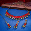 Sukkhi Marvelous Gold Plated Reverse AD & Pearl Red Necklace Set for Women