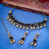 Sukkhi Elegant Gold Plated Reverse AD & Pearl Black Necklace Set for Women