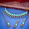 Sukkhi Splendid Gold Plated Reverse AD & Pearl Green Necklace Set for Women