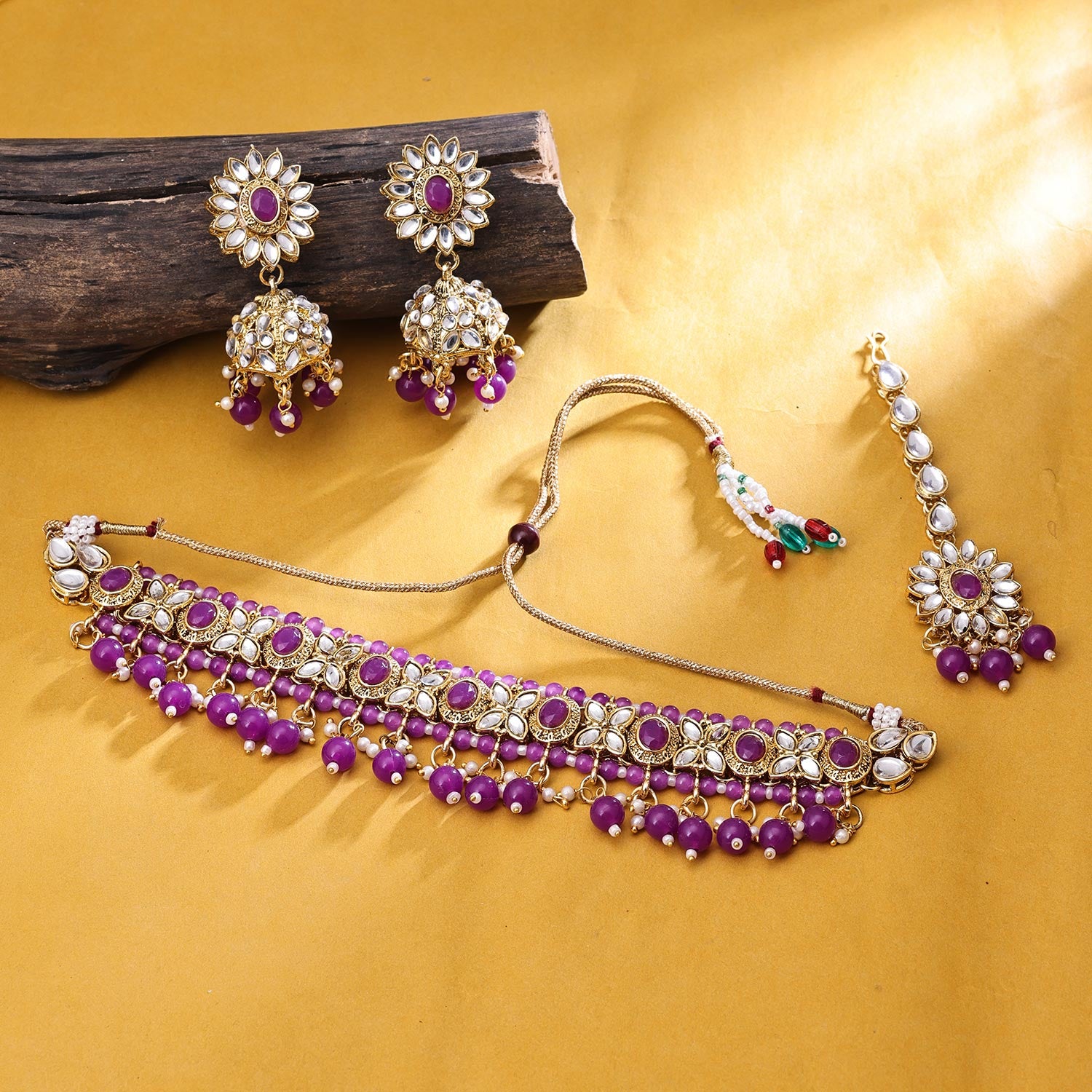 Buy Purabi Alloy Gold-plated Purple Jewellery Set (Pack of 1) Online at  Best Prices in India - JioMart.