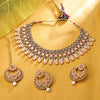 Sukkhi Glossy Gold Plated Reverse AD & Pearl Orange Necklace Set for Women