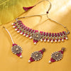 Sukkhi Elegant Gold Plated Reverse AD & Pearl Pink Necklace Set for Women