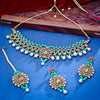 Sukkhi Lovely Gold Plated Reverse AD & Pearl Green Necklace Set for Women