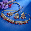 Sukkhi Delicate Gold Plated Reverse AD & Pearl Maroon Necklace Set for Women